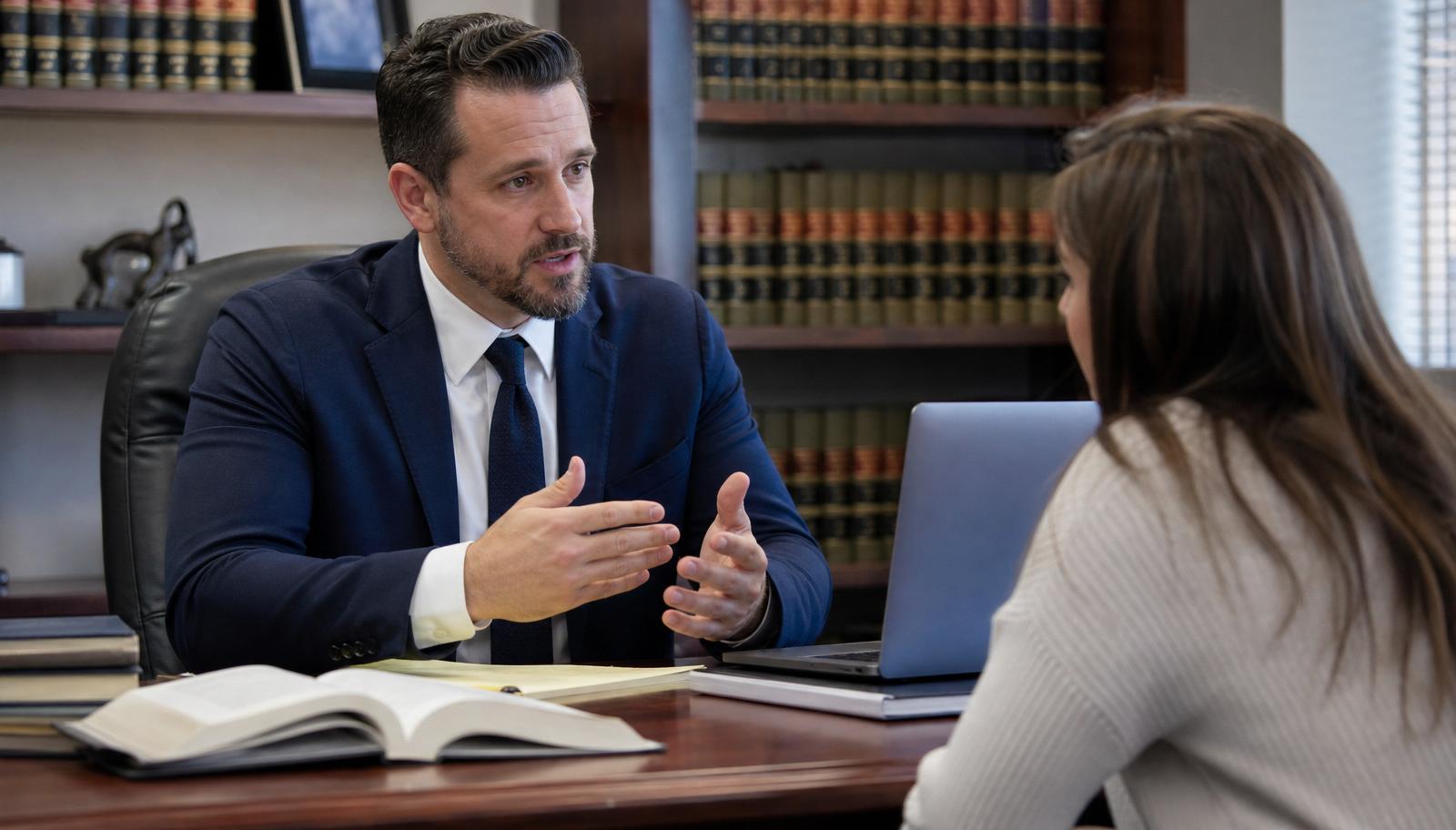 Attorney meeting with a student loan borrower to review legal options