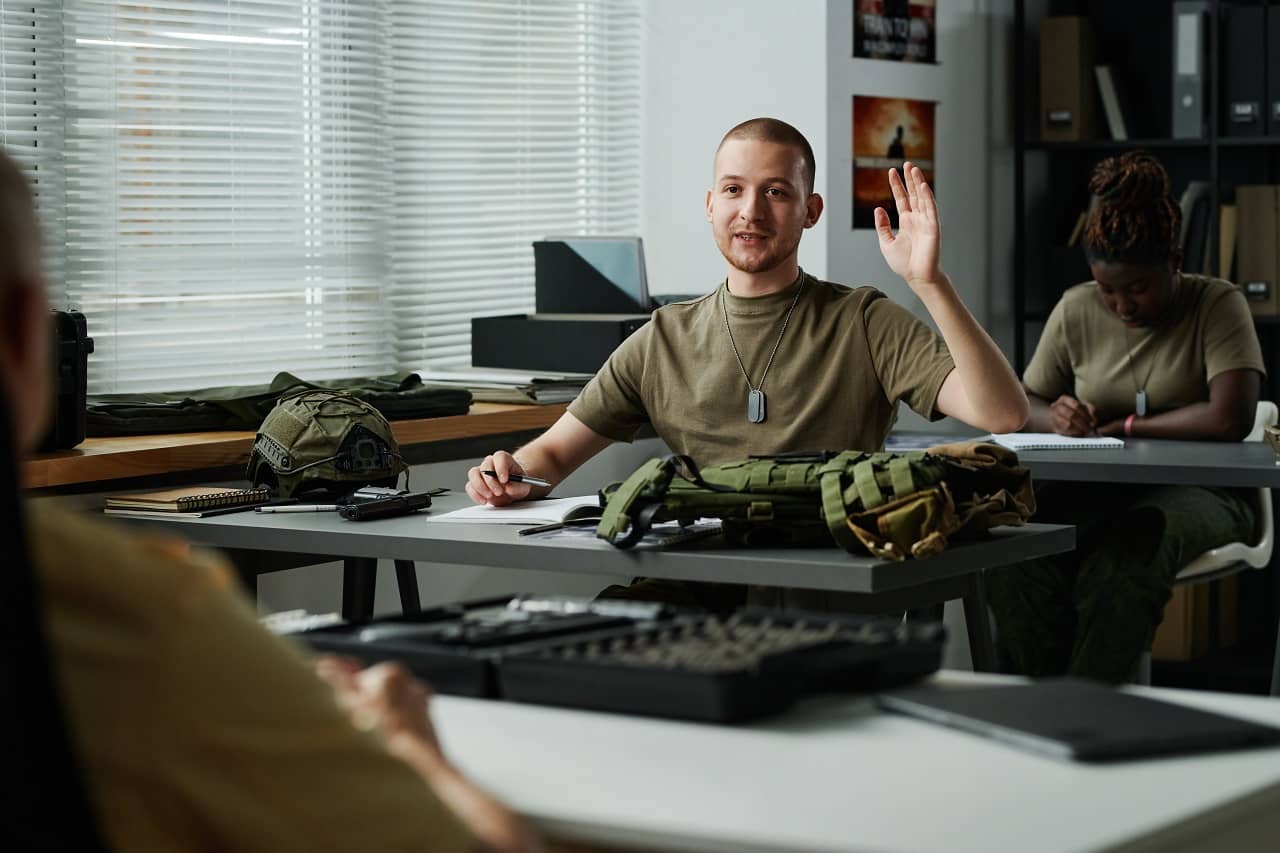 Military personnel studying online